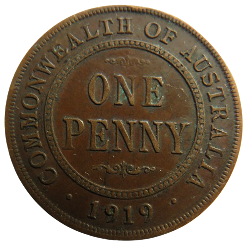 1919 King George V Australia One Penny Coin