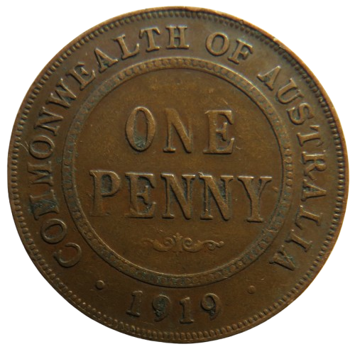 1919 King George V Australia One Penny Coin