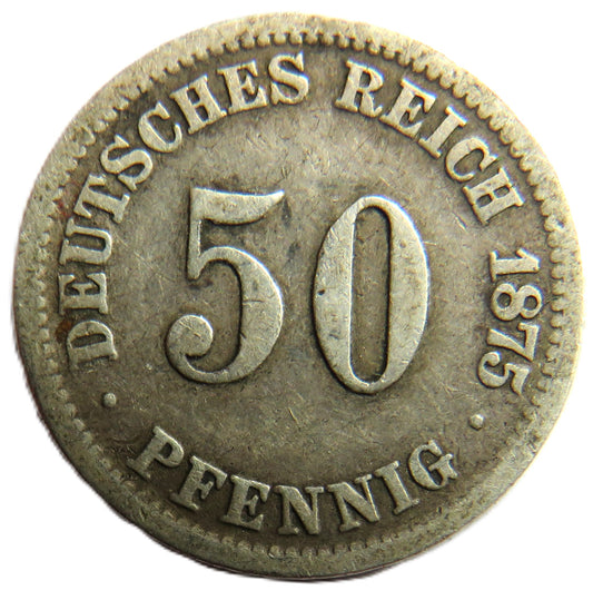 1875-C Germany Silver 50 Pfennig Coin