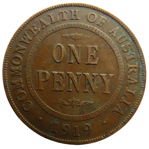 1919 King George V Australia One Penny Coin