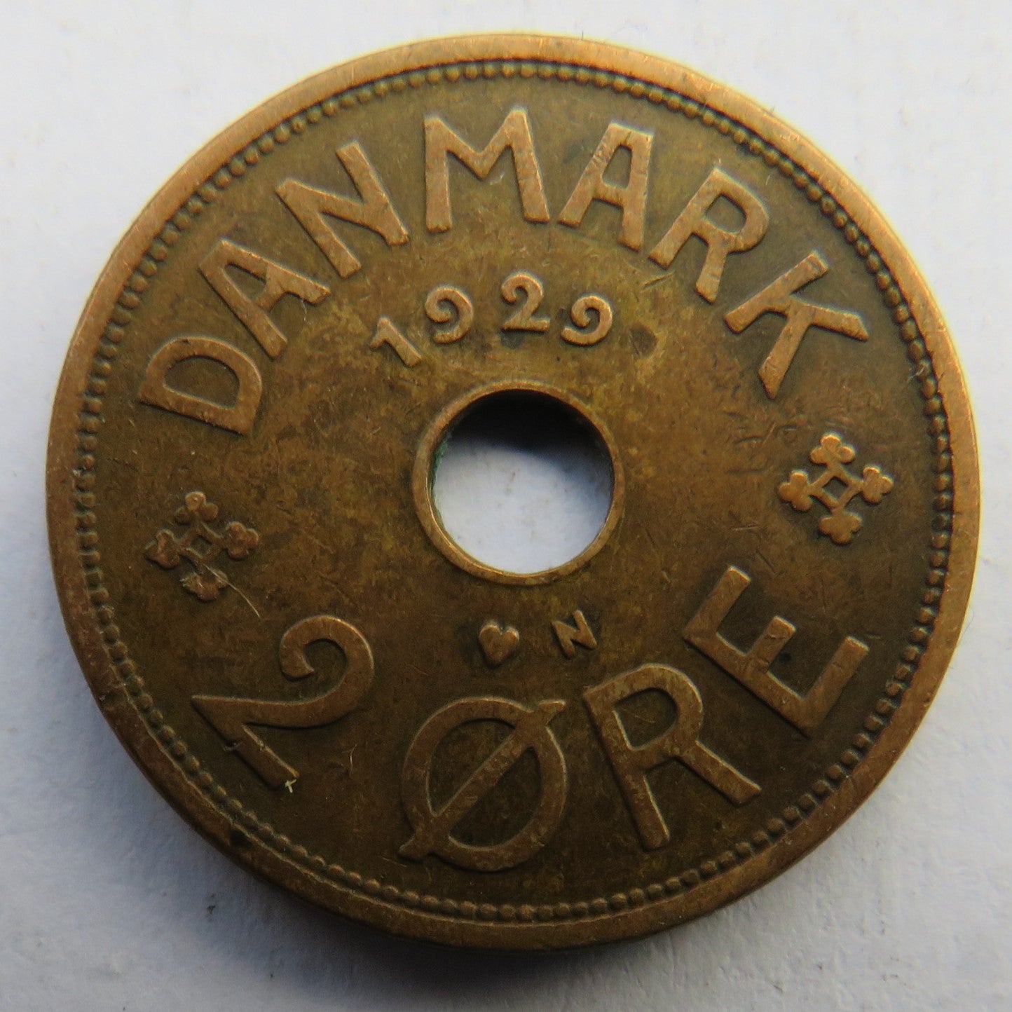 1929 Denmark 2 Ore Coin