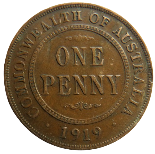 1919 King George V Australia One Penny Coin