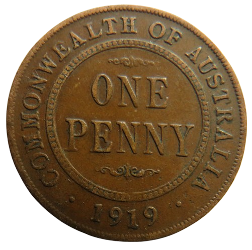 1919 King George V Australia One Penny Coin