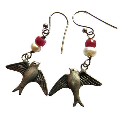 Pair of Ladies Sterling Silver Bird Earrings