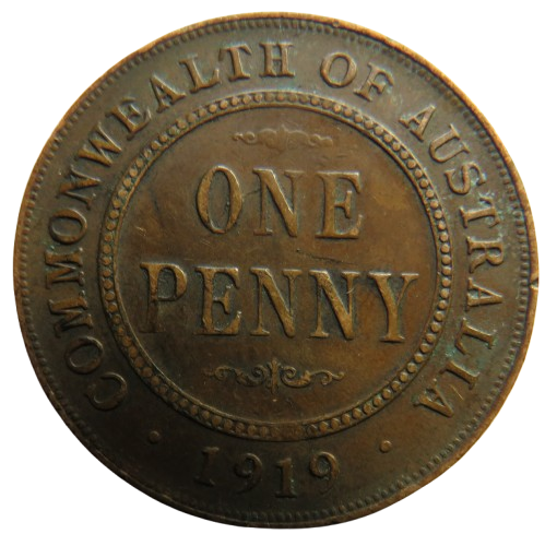 1919 King George V Australia One Penny Coin