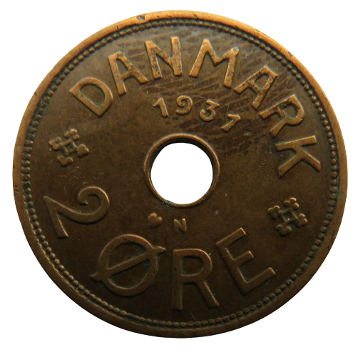 1937 Denmark 2 Ore Coin