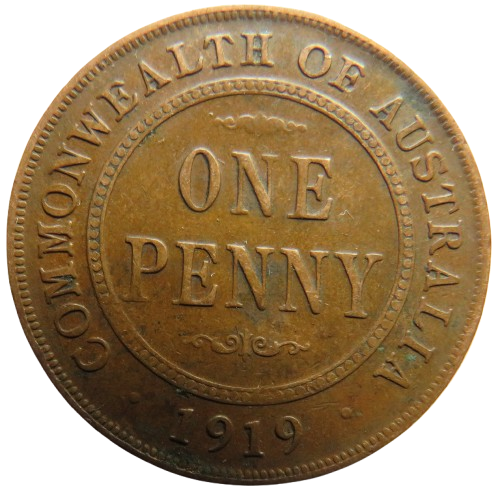 1919 King George V Australia One Penny Coin