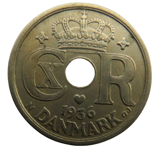 1936 Denmark 25 Ore Coin