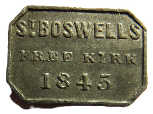 1845 St Boswells Free Kirk Church Communion Token