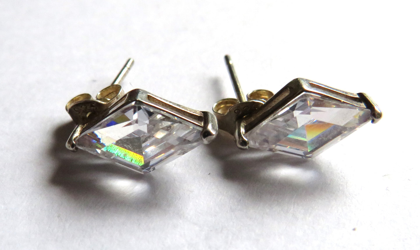 Stylish Ladies Sterling Silver & CZ Earrings
