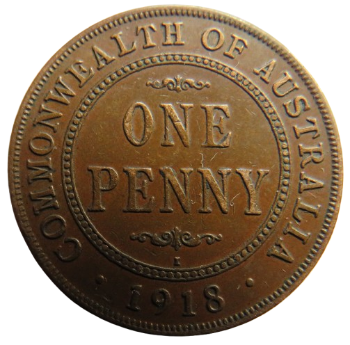 1918 King George V Australia One Penny Coin