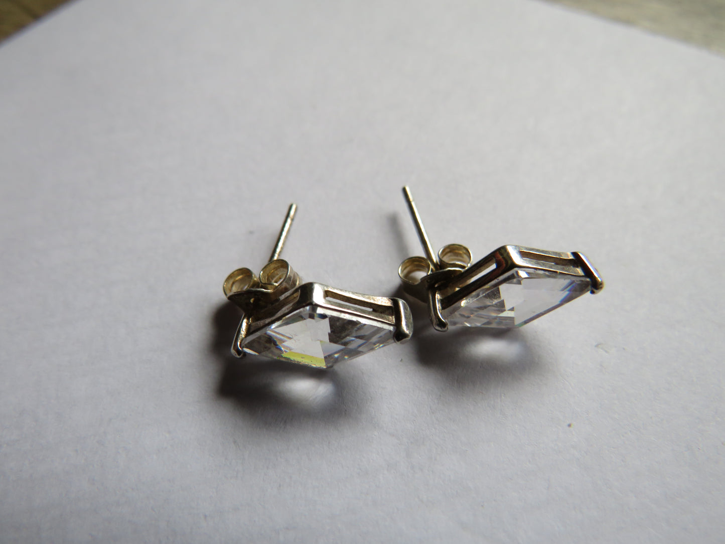Stylish Ladies Sterling Silver & CZ Earrings