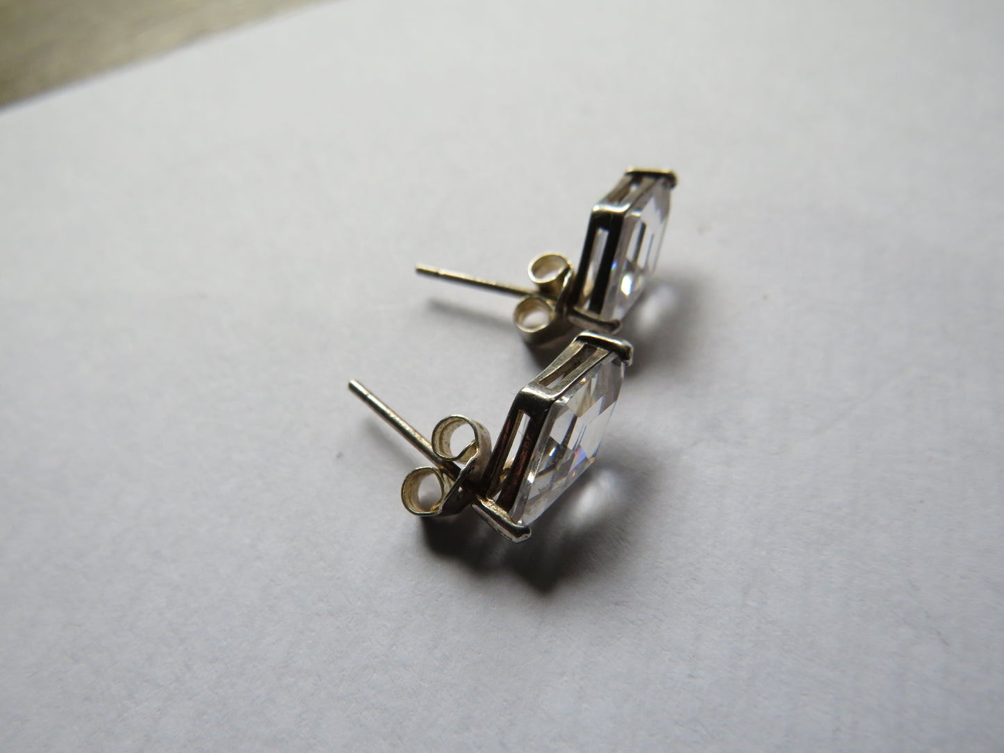 Stylish Ladies Sterling Silver & CZ Earrings