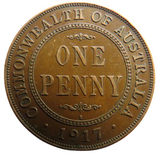 1917 King George V Australia One Penny Coin