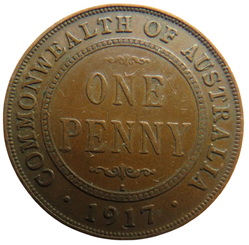 1917 King George V Australia One Penny Coin