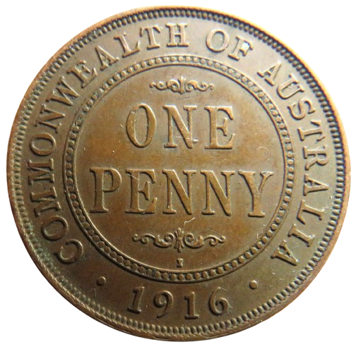 1916 King George V Australia One Penny Coin