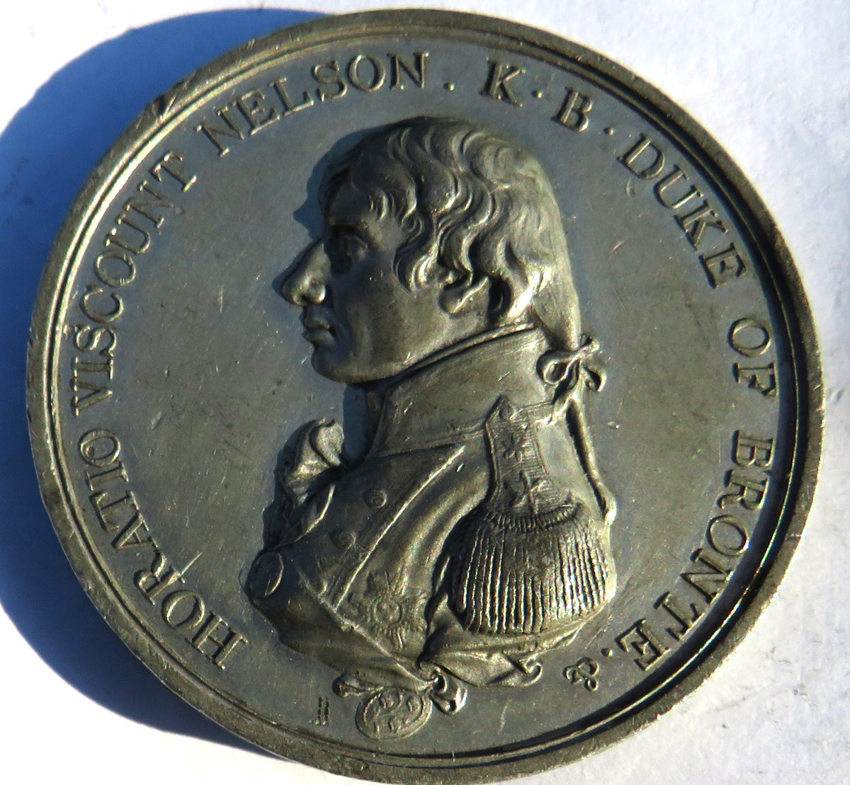 1805 Trafalgar Pewter Medal By Boulton  Horatio Viscount Nelson K.B. Duke of Bronte - Rare