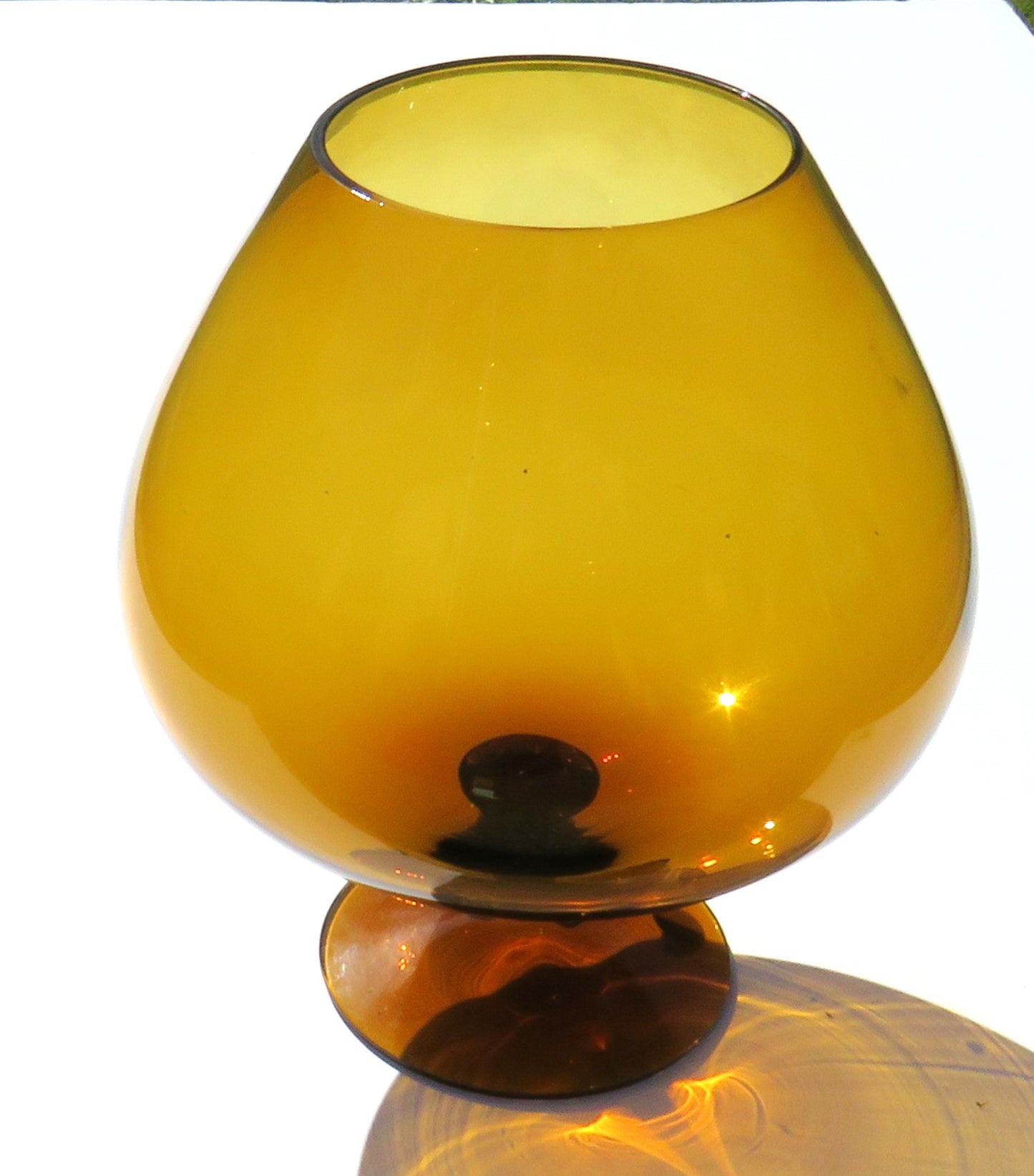 Vintage Good Quality Swedish Brown Glass Vase