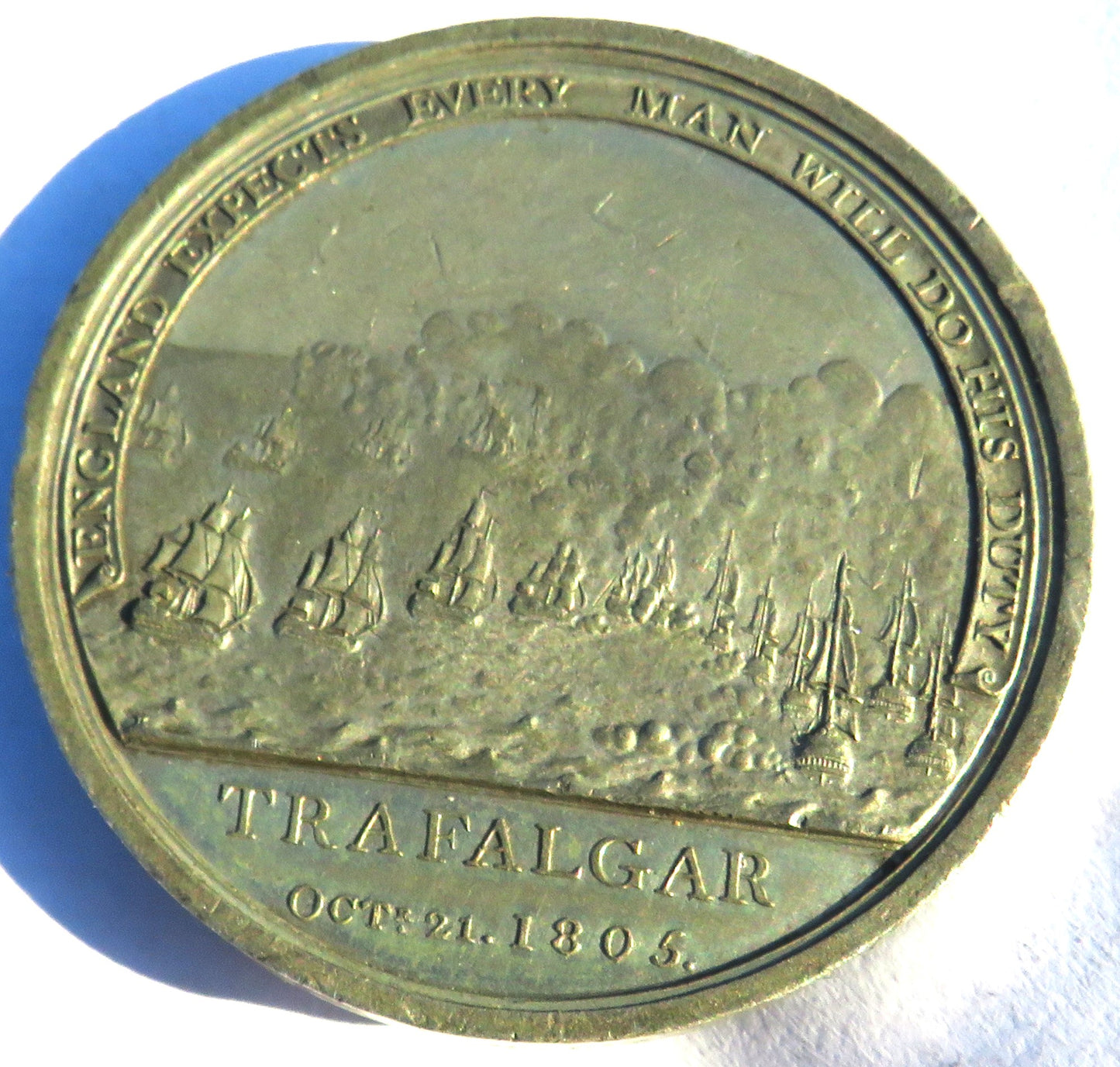 1805 Trafalgar Pewter Medal By Boulton  Horatio Viscount Nelson K.B. Duke of Bronte - Rare