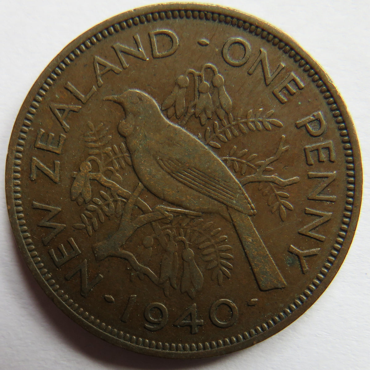 1940 King George VI New Zealand One Penny Coin