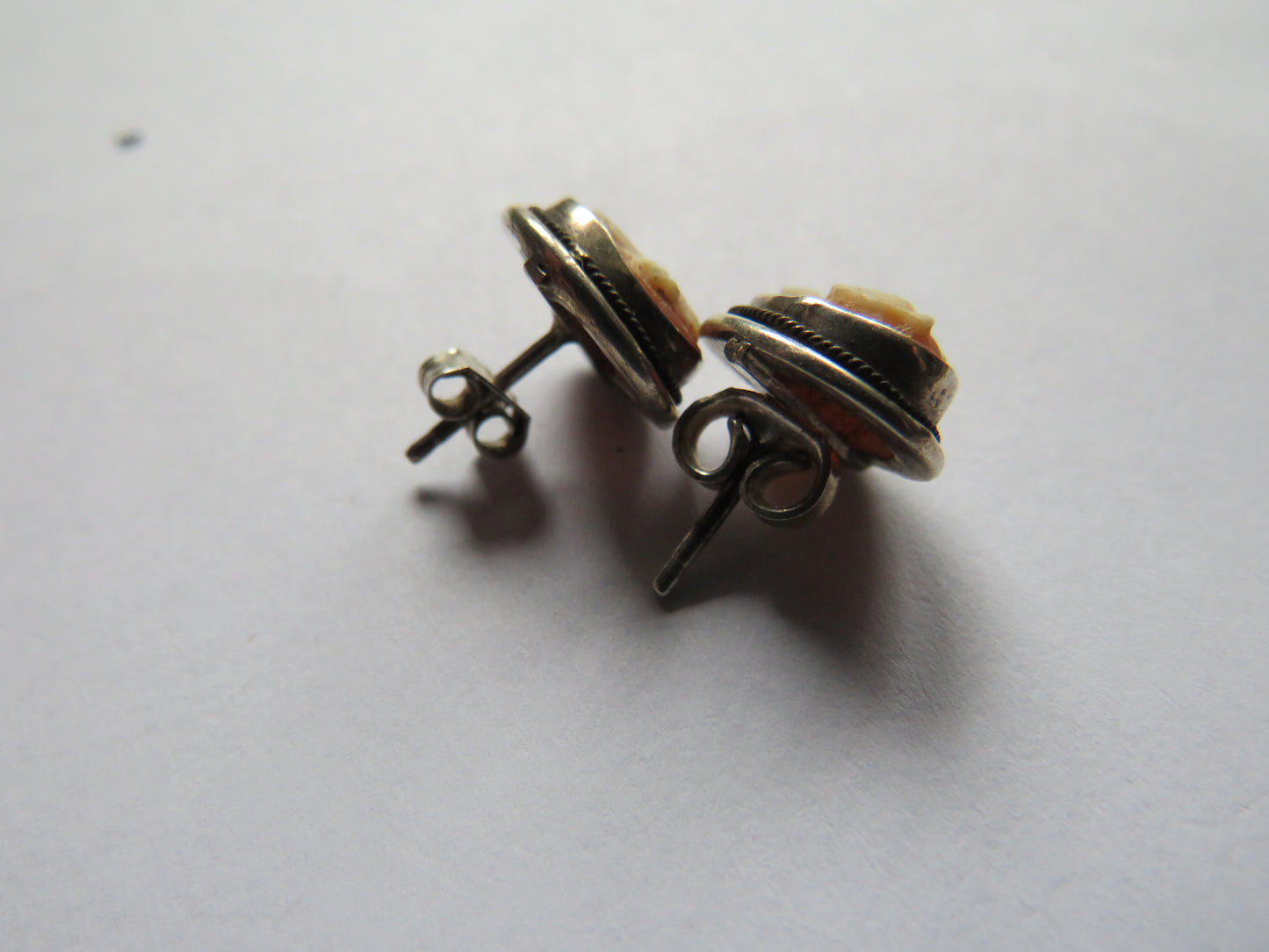 Vintage .800 Silver & Cameo Ladies Earrings