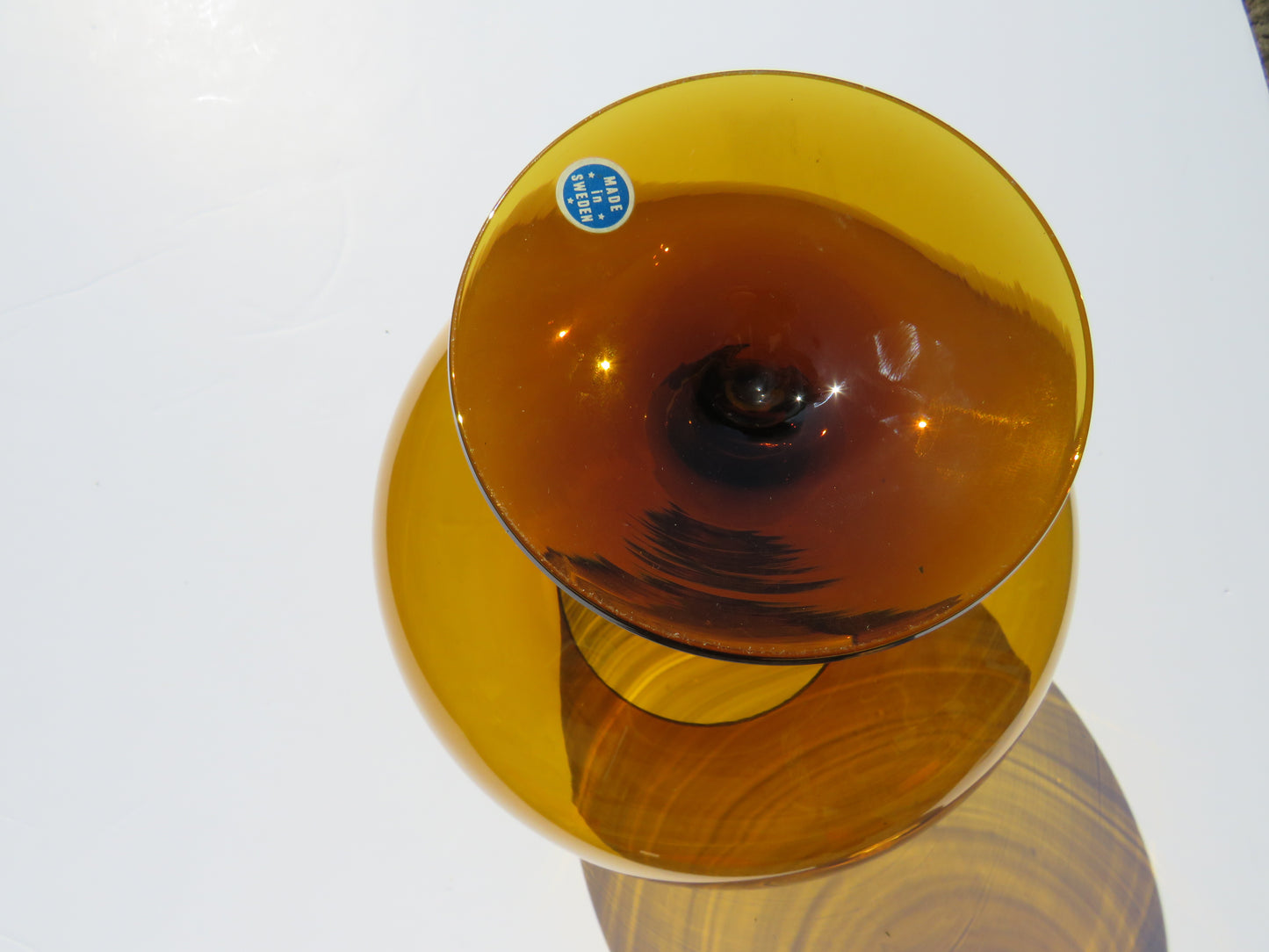 Vintage Good Quality Swedish Brown Glass Vase