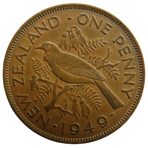 1949 King George VI New Zealand One Penny Coin