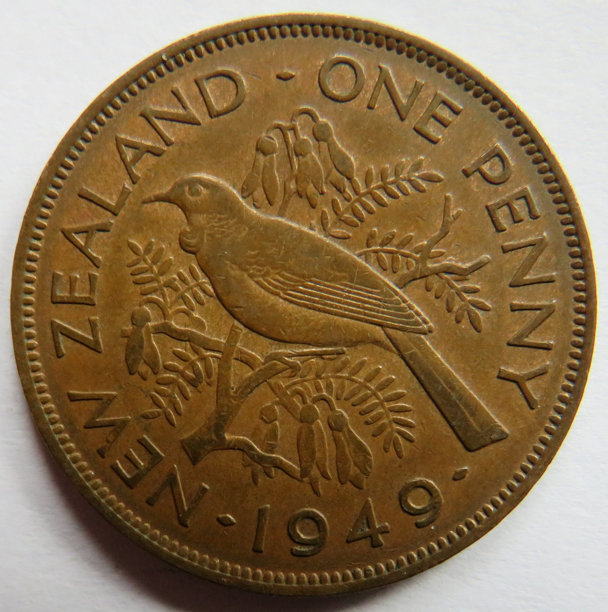 1949 King George VI New Zealand One Penny Coin