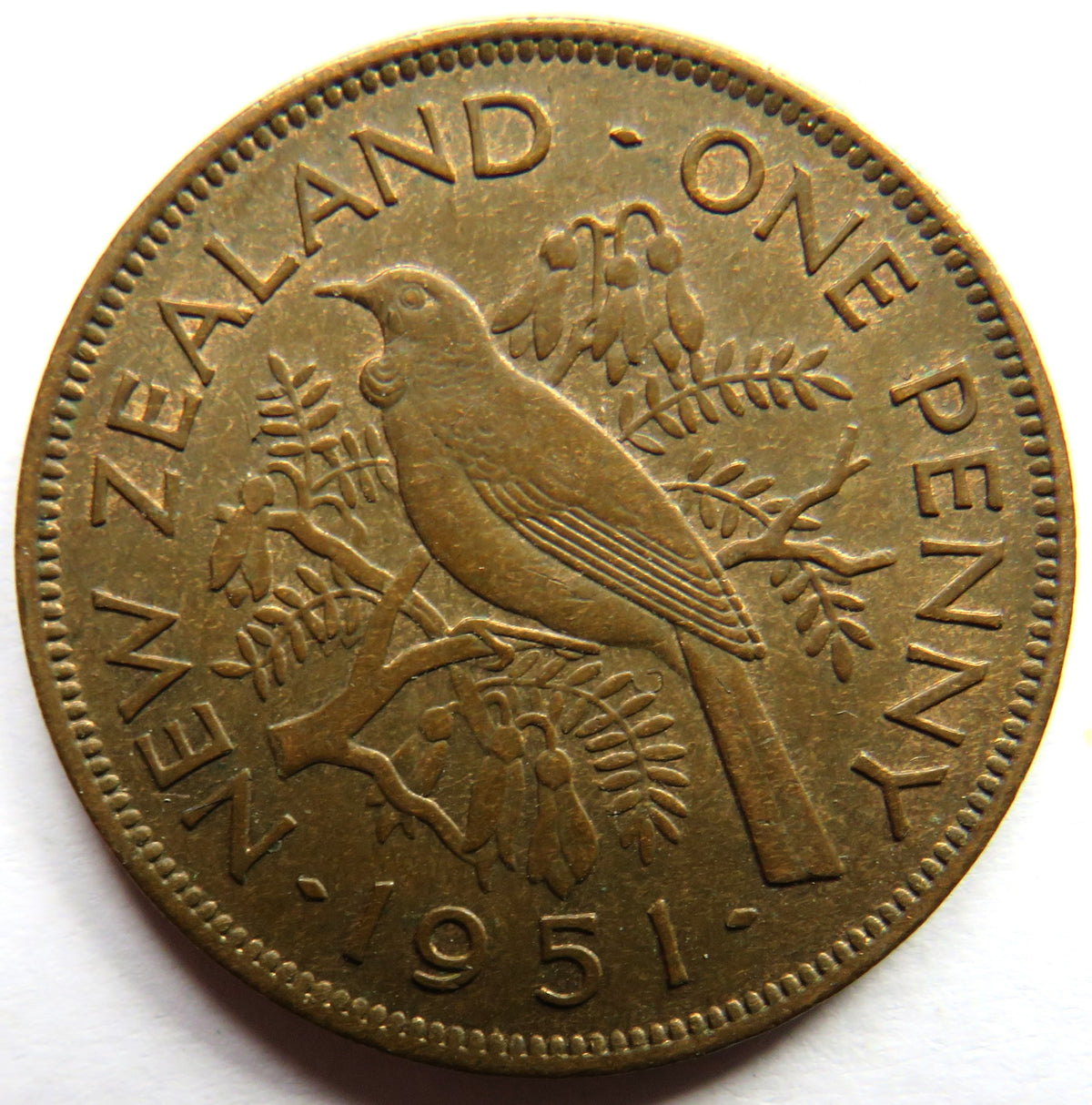 1951 King George VI New Zealand One Penny Coin