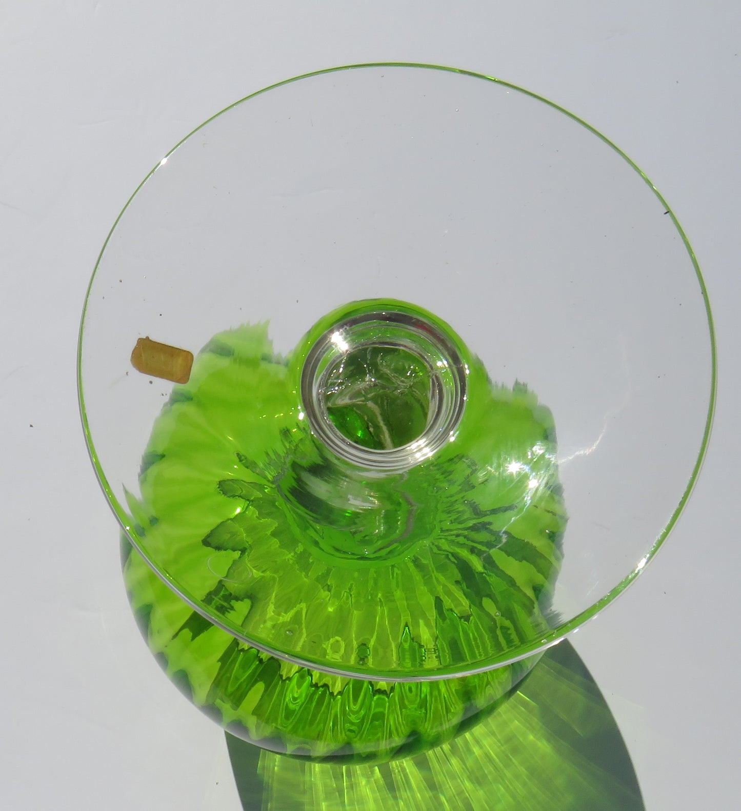 Vintage Good Quality Italian Ribbed Green Glass Vase