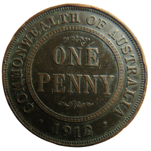 1912-H King George V Australia One Penny Coin