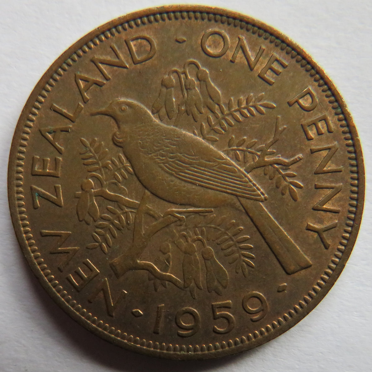1959 Queen Elizabeth II New Zealand One Penny Coin In Higher Grade