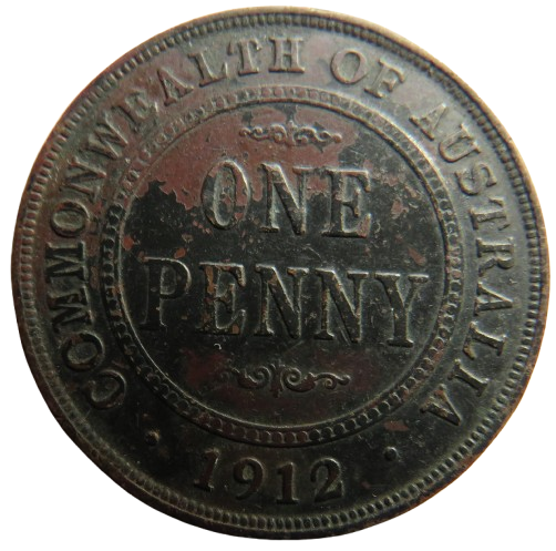 1912-H King George V Australia One Penny Coin