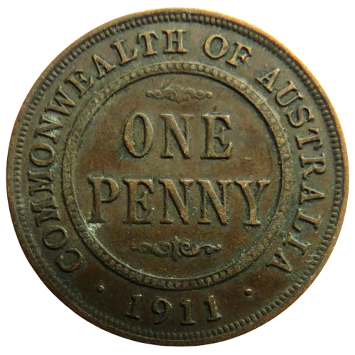 1911 King George V Australia One Penny Coin image 1