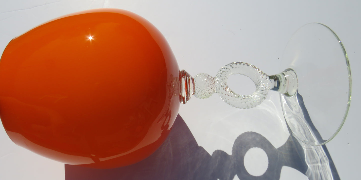 Vintage Good Quality Italian Orange Glass Vase