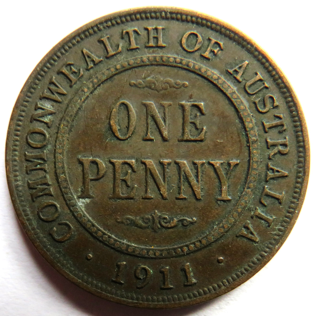 1911 King George V Australia One Penny Coin image 2