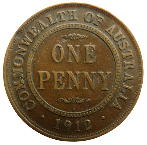 1912-H King George V Australia One Penny Coin image 1