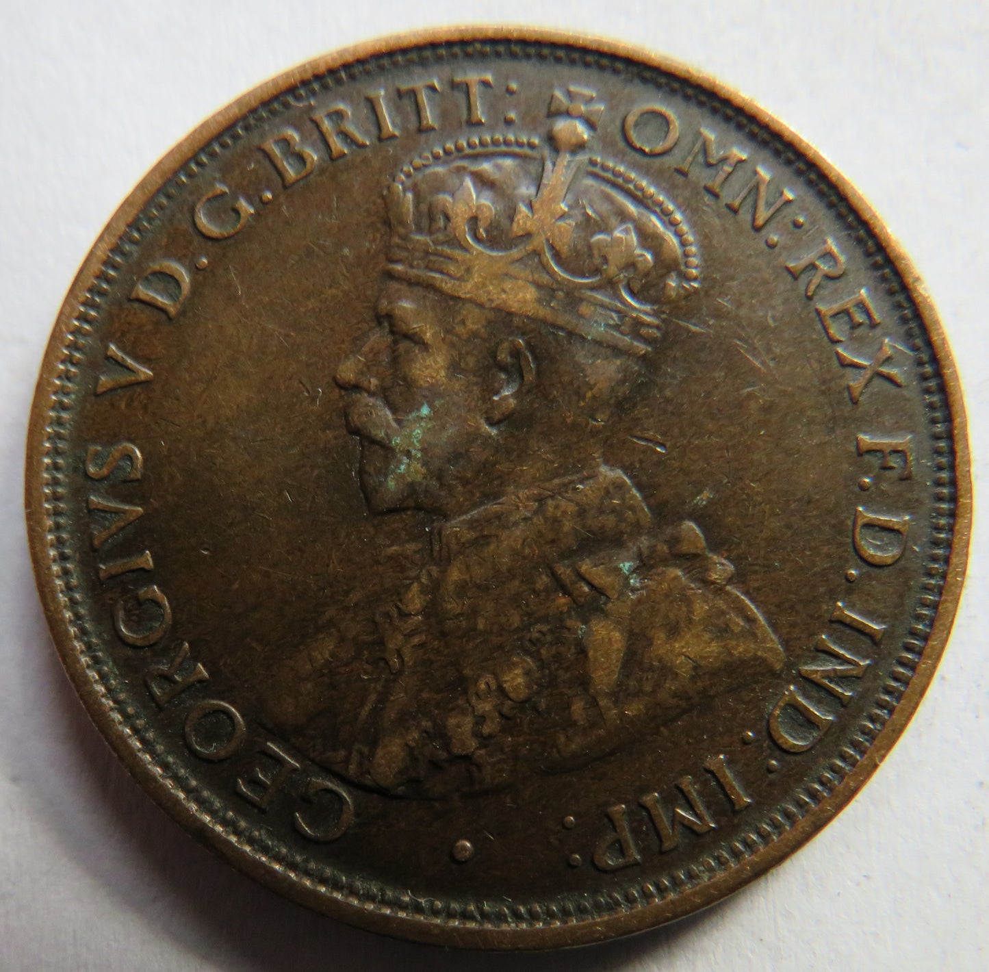 1912-H King George V Australia One Penny Coin