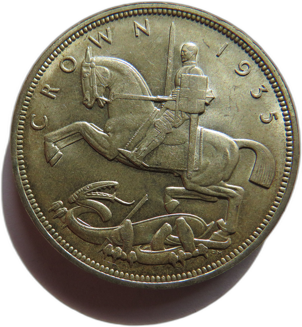 1935 King George V Silver "Rocking Horse" Crown Coin In High Grade