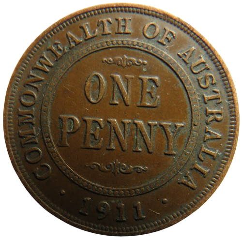 1911 King George V Australia One Penny Coin
