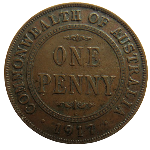1917 King George V Australia One Penny Coin