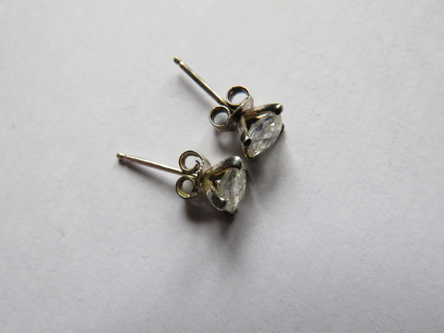 Pair of Ladies Silver & CZ Stone Stud Earrings