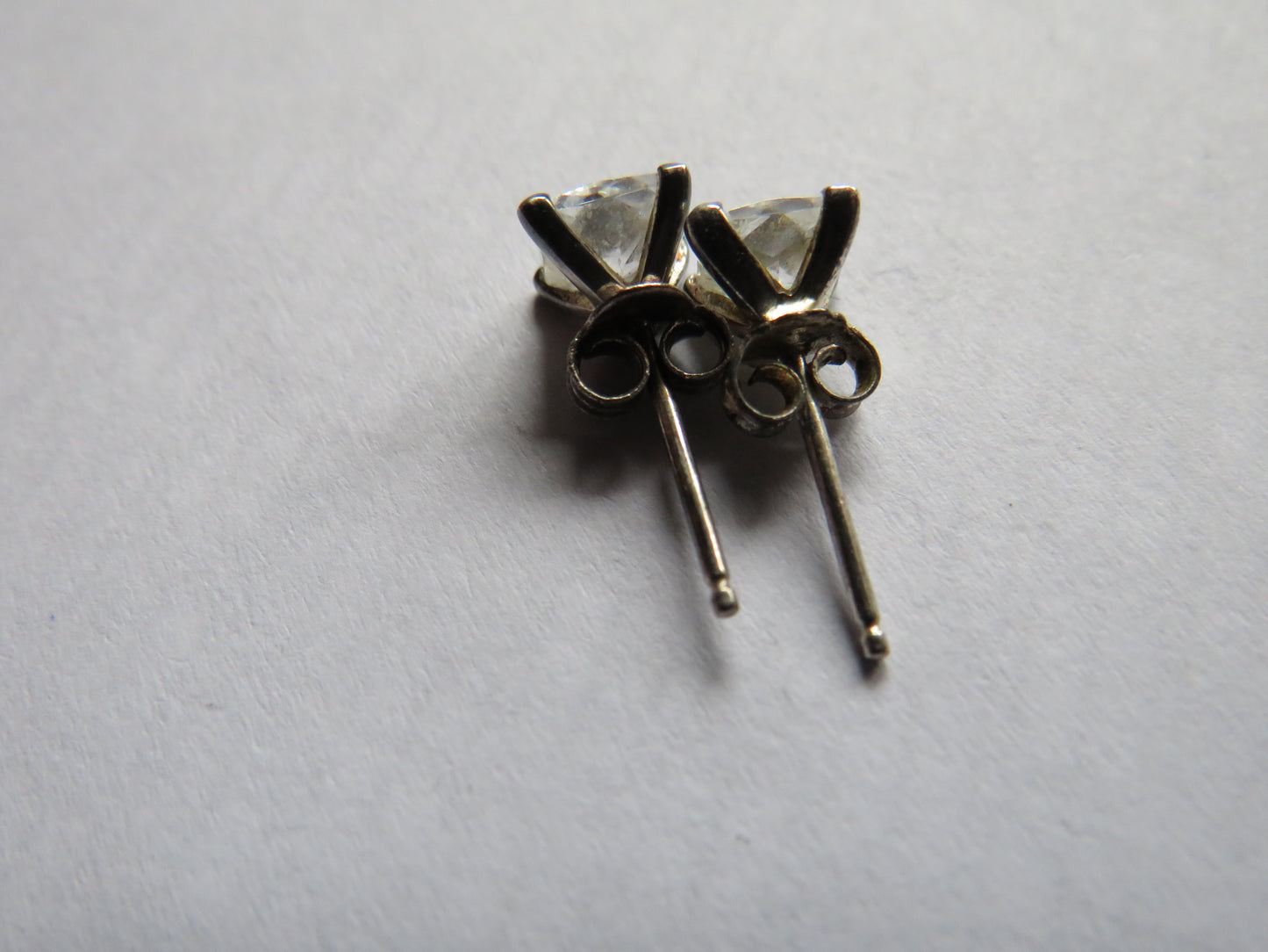 Pair of Ladies Silver & CZ Stone Stud Earrings