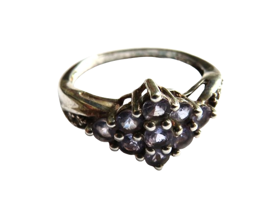 Stylish Ladies Sterling Silver & Lilac Stone Ring UK Size O & 1/2