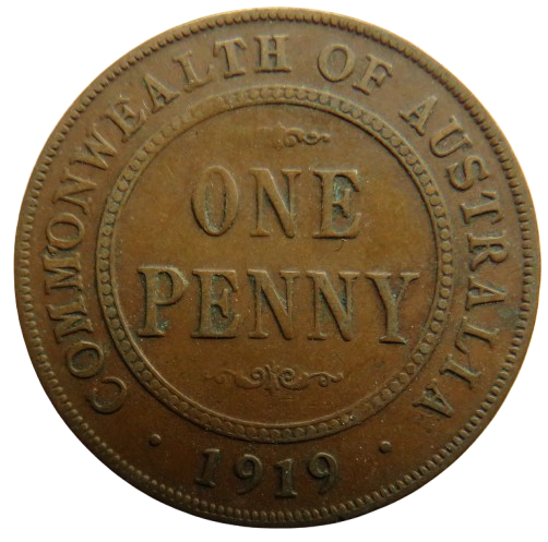 1919 King George V Australia One Penny Coin