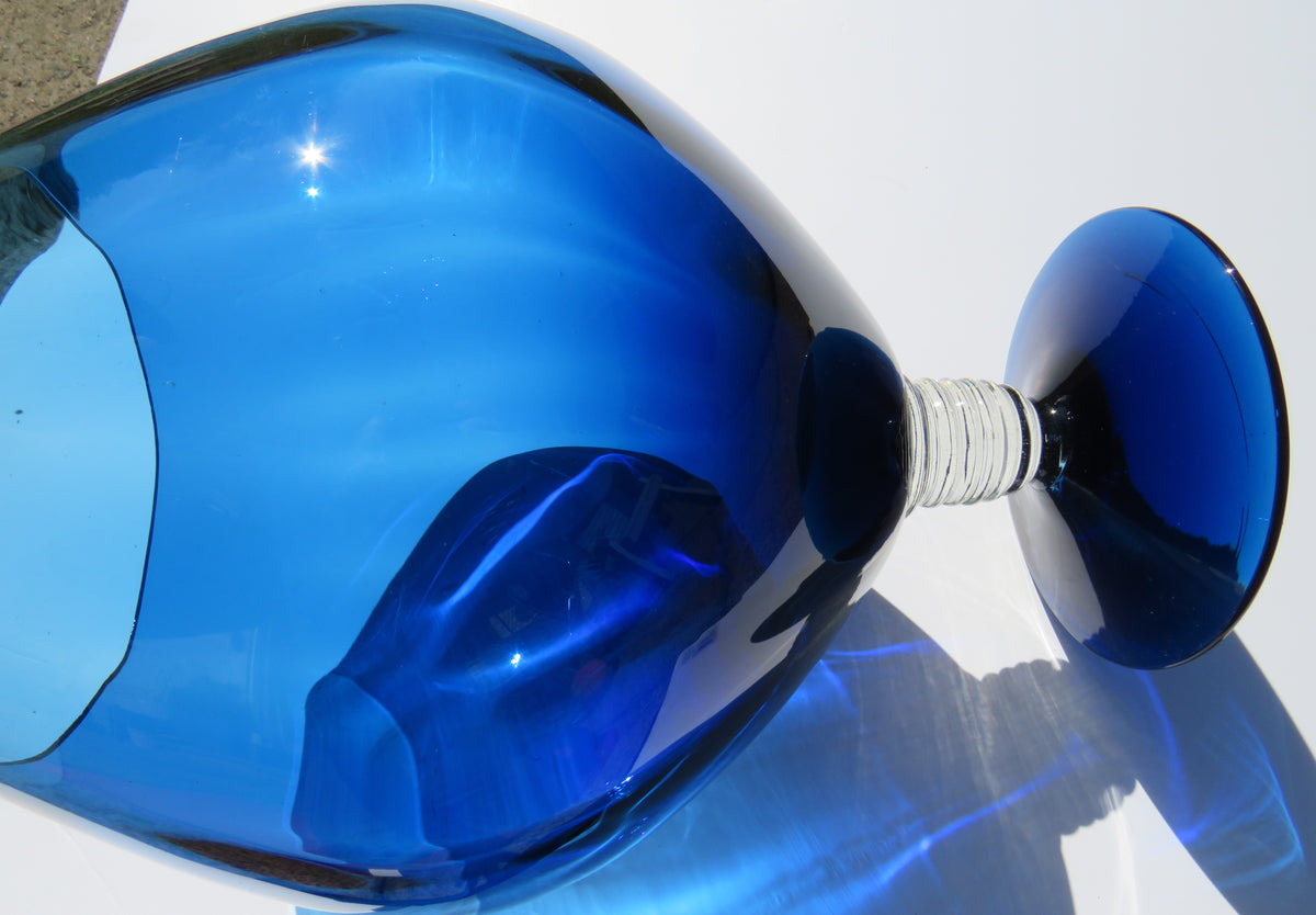 Vintage Good Quality Italian Blue Glass Vase