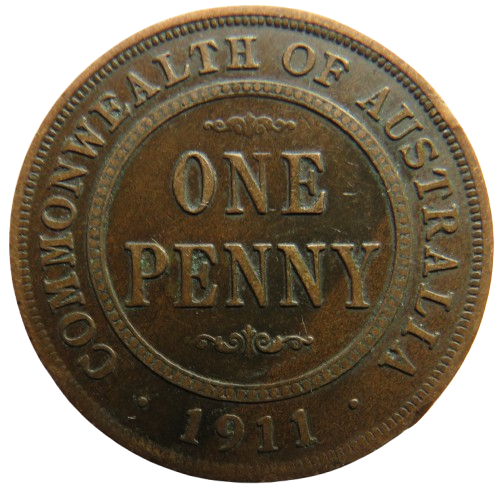 1911 King George V Australia One Penny Coin