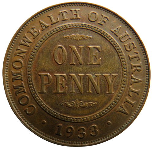 1933 King George V Australia One Penny Coin