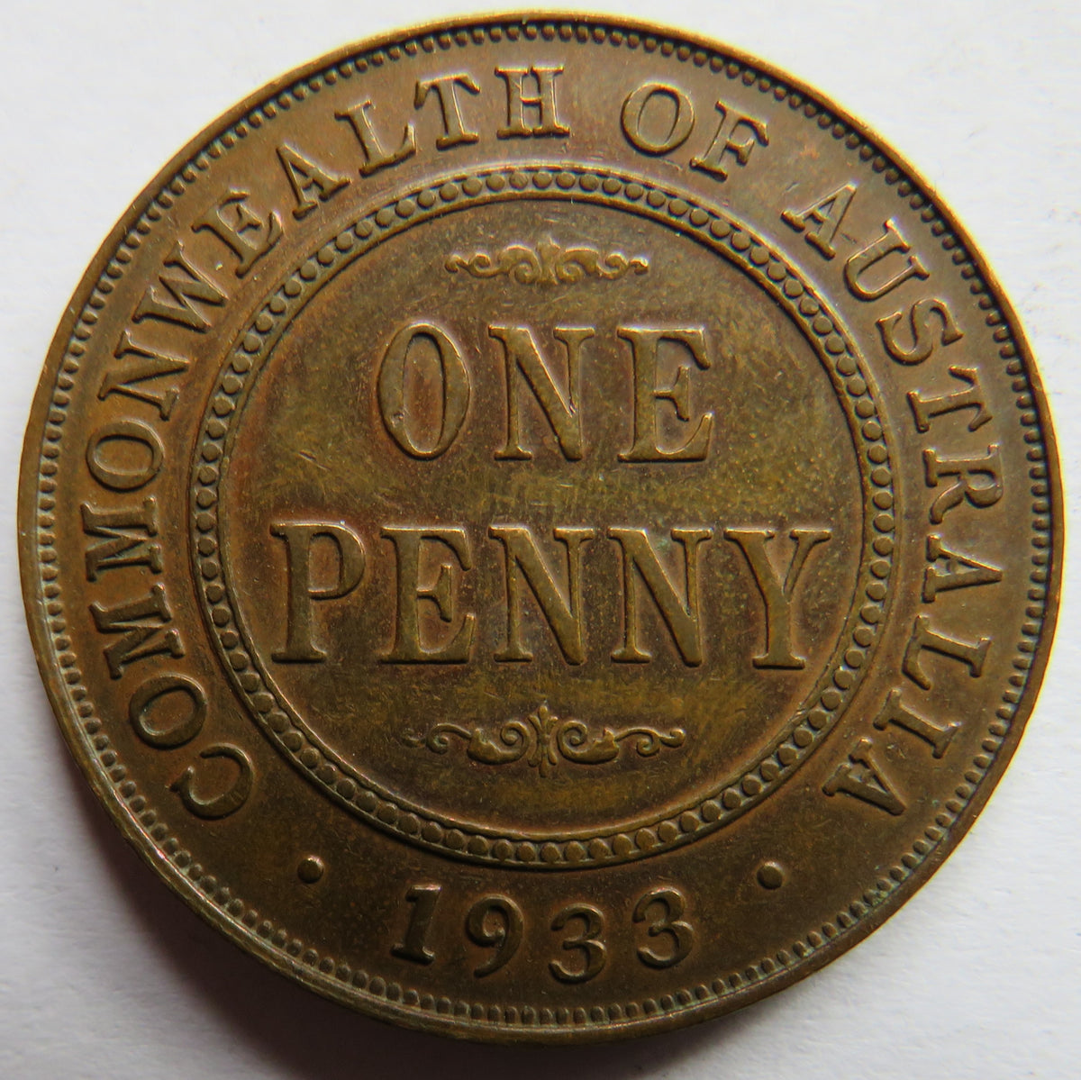 1933 King George V Australia One Penny Coin