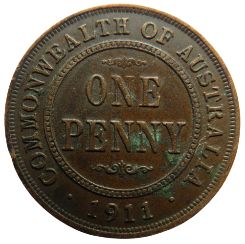1911 King George V Australia One Penny Coin